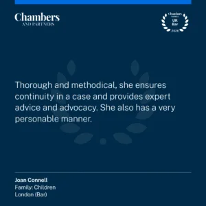 "Thorough and methodical, she ensures continuity in a case and provides expert advice and advocacy. She also has a very personable manner."