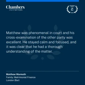 "Matthew was phenomenal in court and his cross-examination of the other party was excellent. He stayed calm and focused, and it was clear that he had a thorough understanding of the matter."