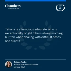 "Tatiana is a ferocious advocate, who is exceptionally bright. She is always nothing but fair when dealing with difficult cases and clients."